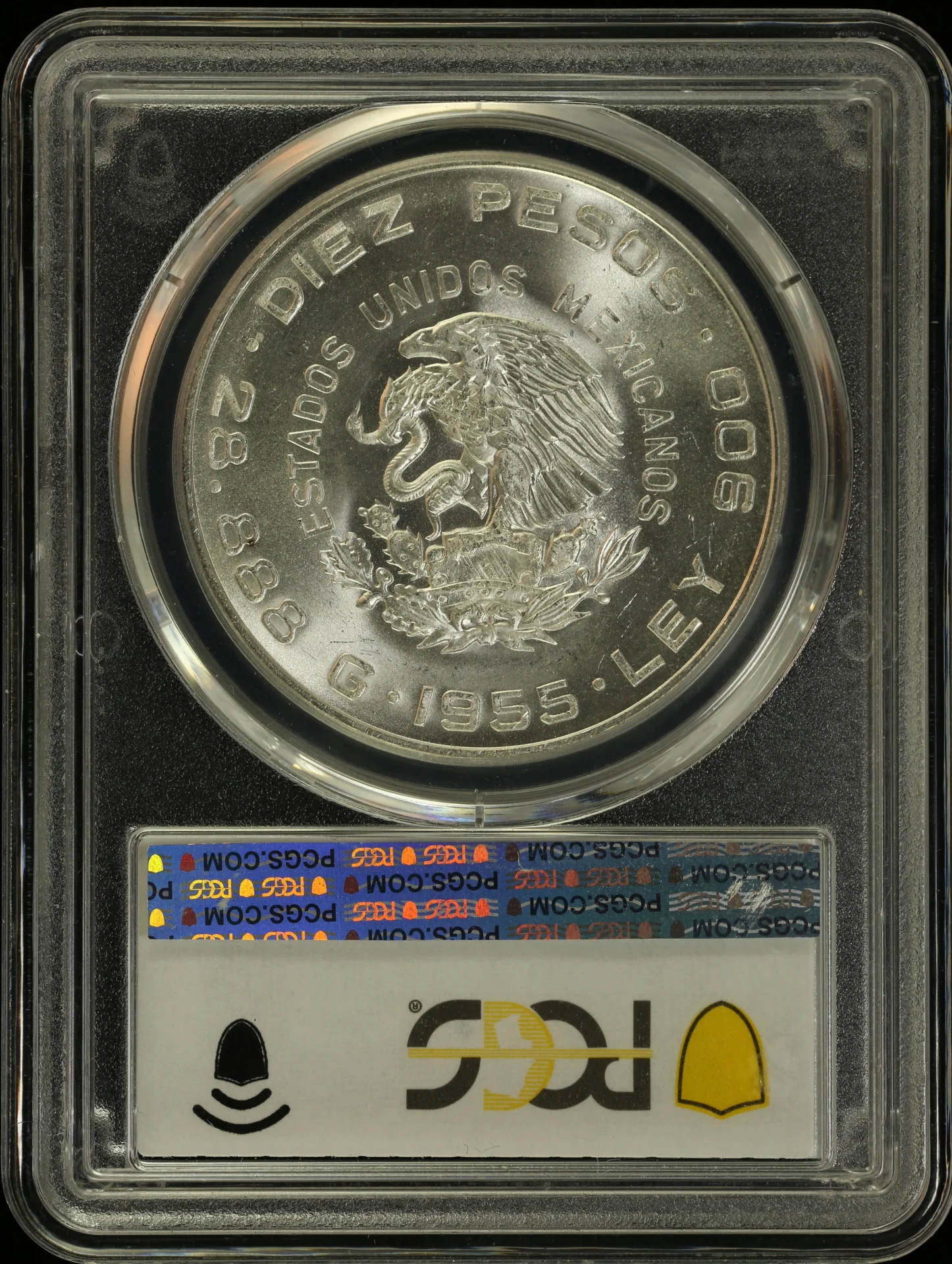 10 Peso Mexican Coins Modern Silver & Minors Modern Silver & Minors 10 Peso 1955 Mo PCGS MS64 0125934 Modern Silver & Minors 10 Peso 1955 Mo PCGS MS64 0125934Modern Silver & Minors 10 Peso 1955 Mo PCGS MS64 0125934 - Image 2