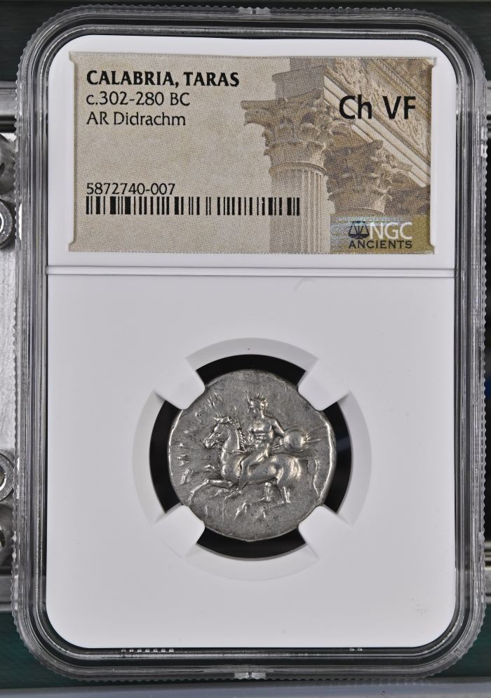 Calabria Taras c.302-280 BC AR Didrachm NGC Ch VF 0127258