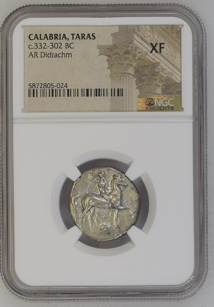 Calabria Taras c.332-302 BC AR Didrachm NGC XF 0127395