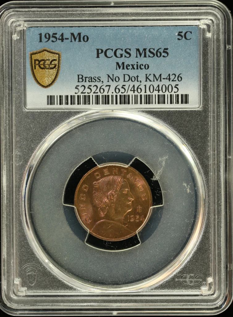 5 Centavo Mexican Coins Modern Silver & Minors Modern Silver & Minors 5 Centavos 1954 Mo PCGS MS65 0127775 Modern Silver & Minors 5 Centavos 1954 Mo PCGS MS65 0127775