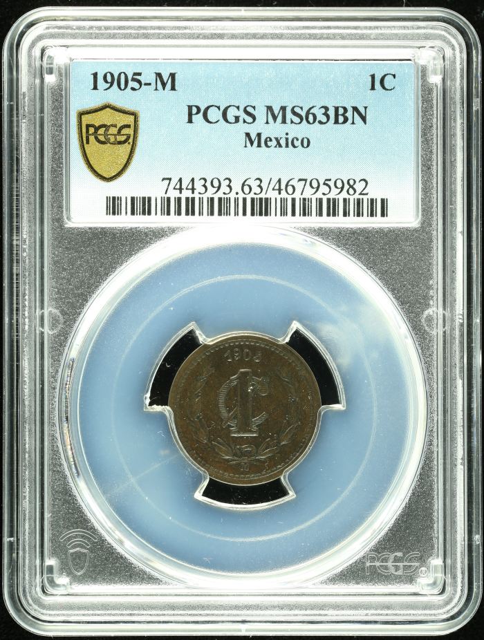 Republic Silver & Minors Centavo 1905 M PCGS MS63BN 0127979Republic Silver & Minors Centavo 1905 M PCGS MS63BN 0127979