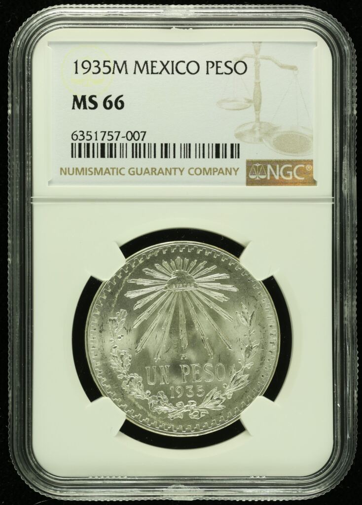 Modern Silver & Minors Peso 1935 M NGC MS66 0128357