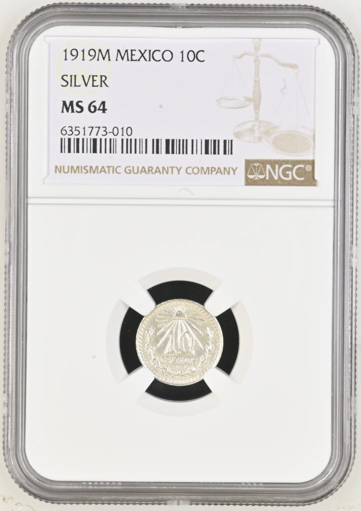 Modern Silver & Minors 10 Centavos 1919 M NGC MS64 0128688