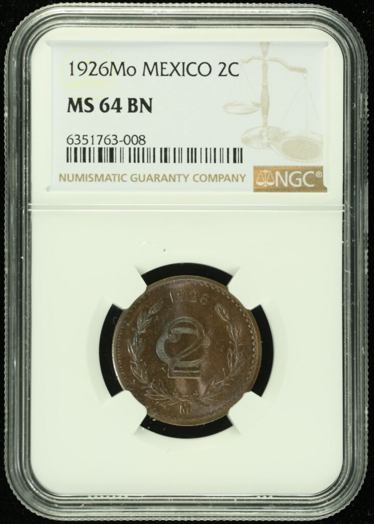 Modern Silver & Minors 2 Centavo 1926 Mo NGC MS64BN 0128716