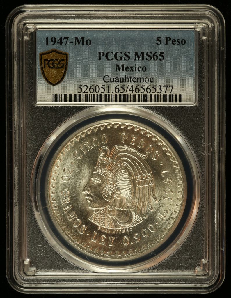 Modern Silver & Minors 5 Peso 1947 Mo PCGS MS65 0129019