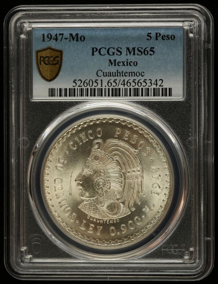 Modern Silver & Minors 5 Peso 1947 Mo PCGS MS65 0129022Modern Silver & Minors 5 Peso 1947 Mo PCGS MS65 0129022