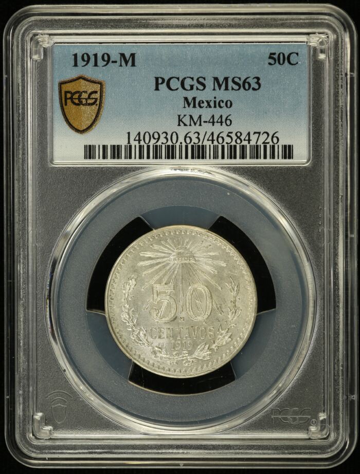 Modern Silver & Minors 50 Centavo 1919 M PCGS MS63 0129562Modern Silver & Minors 50 Centavo 1919 M PCGS MS63 0129562