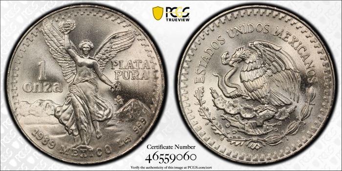 Modern Silver & Minors Onza 1989 Mo PCGS MS68+ 0129641Modern Silver & Minors Onza 1989 Mo PCGS MS68+ 0129641 - Image 3