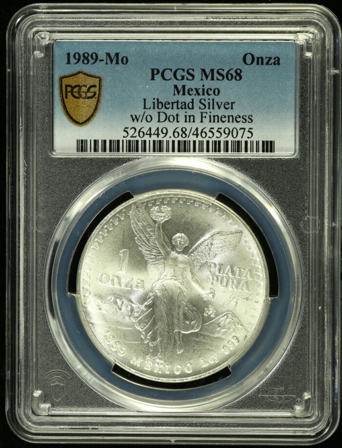 Modern Silver & Minors Onza 1989 Mo PCGS MS68 0129669Modern Silver & Minors Onza 1989 Mo PCGS MS68 0129669