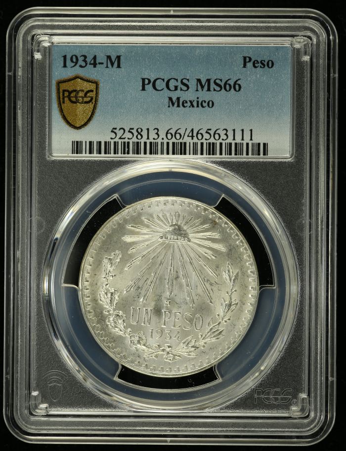 Modern Silver & Minors Peso 1934 M PCGS MS66 0128857Modern Silver & Minors Peso 1934 M PCGS MS66 0128857