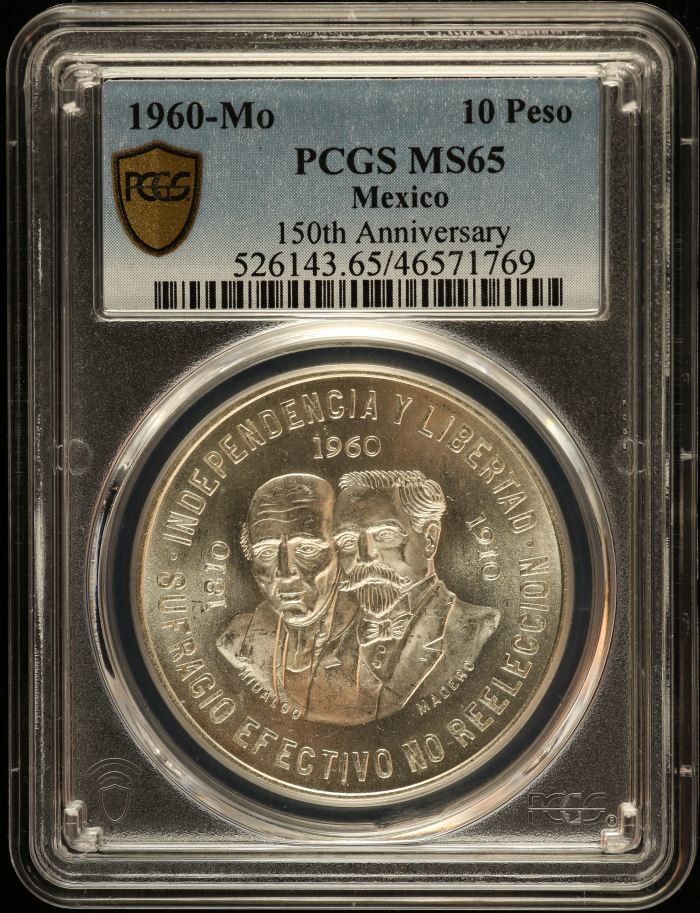 Modern Silver & Minors 10 Peso 1960 Mo PCGS MS65 0128593Modern Silver & Minors 10 Peso 1960 Mo PCGS MS65 0128593