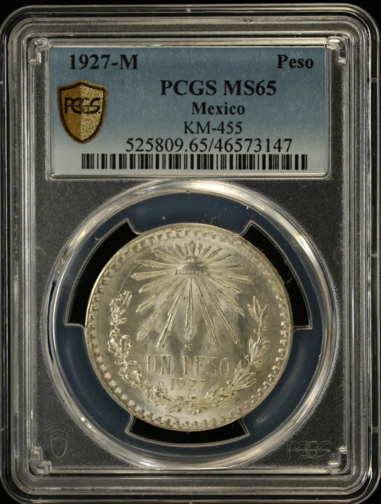 Mexican Coins Modern Silver & Minors Peso Modern Silver & Minors Peso 1927 M PCGS MS65 0128206 Modern Silver & Minors Peso 1927 M PCGS MS65 0128206