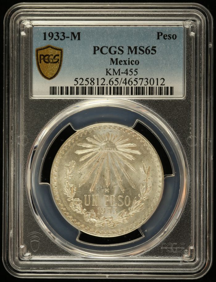 Modern Silver & Minors Peso 1933 M PCGS MS65 0128194Modern Silver & Minors Peso 1933 M PCGS MS65 0128194