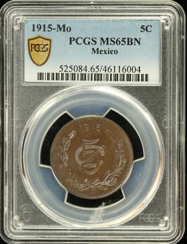5 Centavo Mexican Coins Modern Silver & Minors Modern Silver & Minors 5 Centavos 1915 Mo PCGS MS65BN 0128411 Modern Silver & Minors 5 Centavos 1915 Mo PCGS MS65BN 0128411