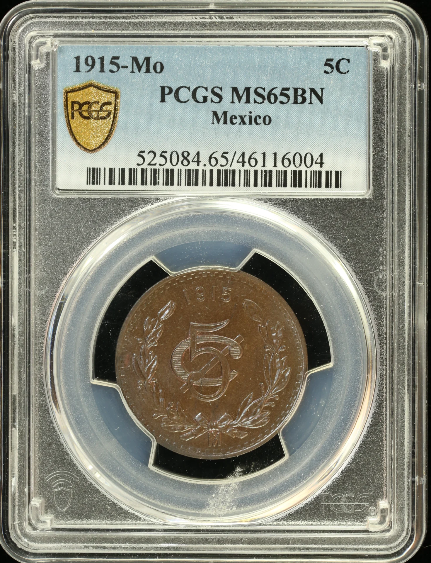 5 Centavo Mexican Coins Modern Silver & Minors Modern Silver & Minors 5 Centavos 1915 Mo PCGS MS65BN 0128411 Modern Silver & Minors 5 Centavos 1915 Mo PCGS MS65BN 0128411