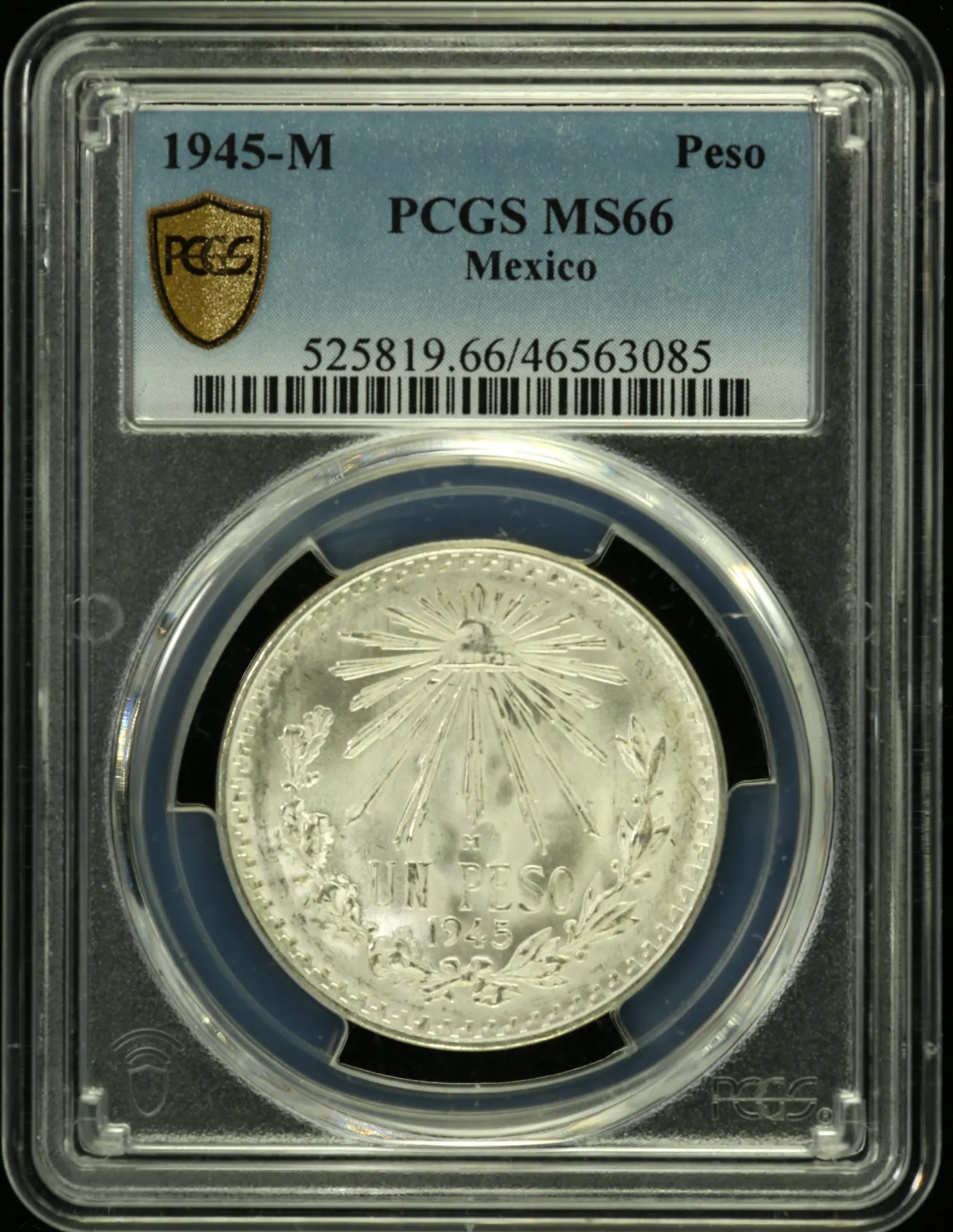 Mexican Coins Modern Silver & Minors Peso Modern Silver & Minors Peso 1945 M PCGS MS66 0128829 Modern Silver & Minors Peso 1945 M PCGS MS66 0128829Modern Silver & Minors Peso 1945 M PCGS MS66 0128829