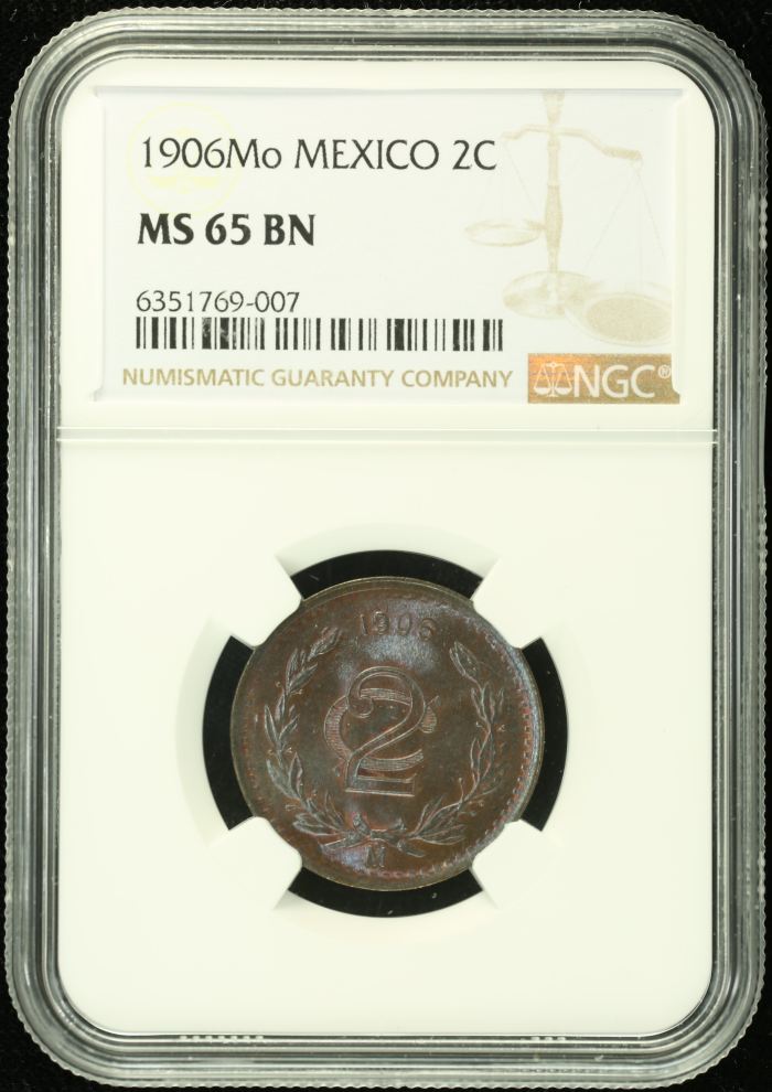 Modern Silver & Minors 2 Centavos 1906 Mo NGC MS65BN 0129298Modern Silver & Minors 2 Centavos 1906 Mo NGC MS65BN 0129298