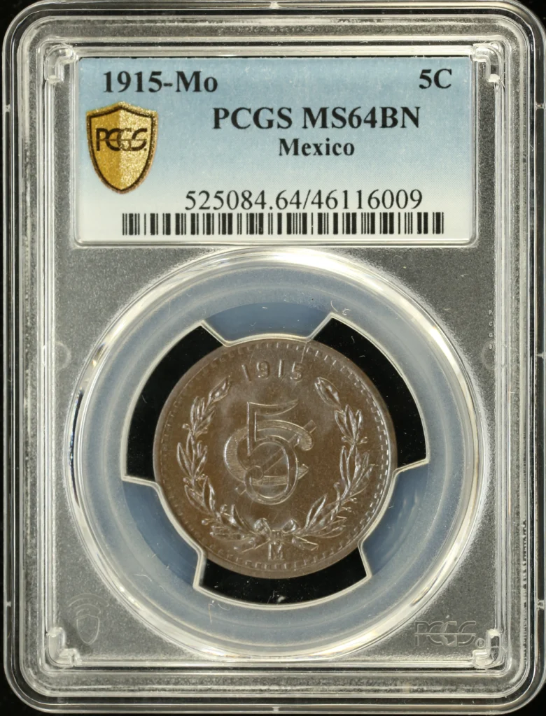 5 Centavo Mexican Coins Modern Silver & Minors Modern Silver & Minors 5 Centavo 1915 Mo PCGS MS64BN 0128406 Modern Silver & Minors 5 Centavo 1915 Mo PCGS MS64BN 0128406