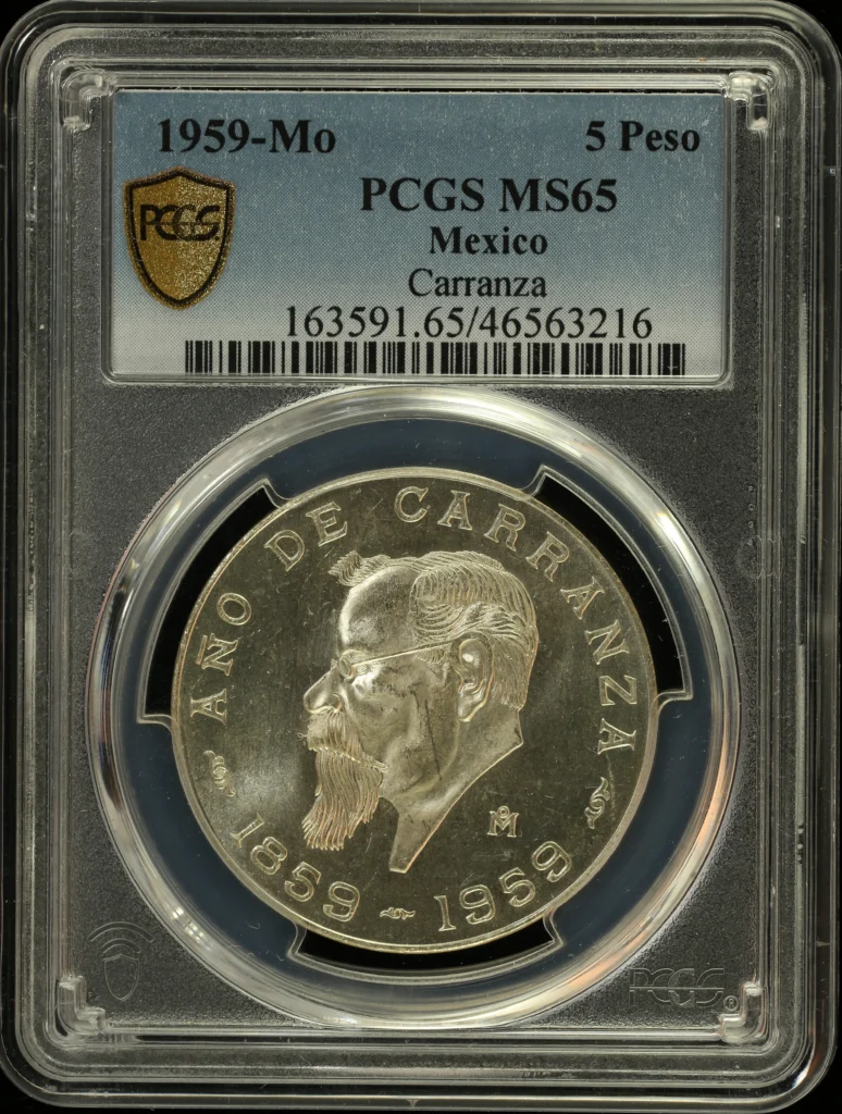 5 Peso Mexican Coins Modern Silver & Minors Modern Silver & Minors 5 Peso 1959 Mo PCGS MS65 0128938 Modern Silver & Minors 5 Peso 1959 Mo PCGS MS65 0128938