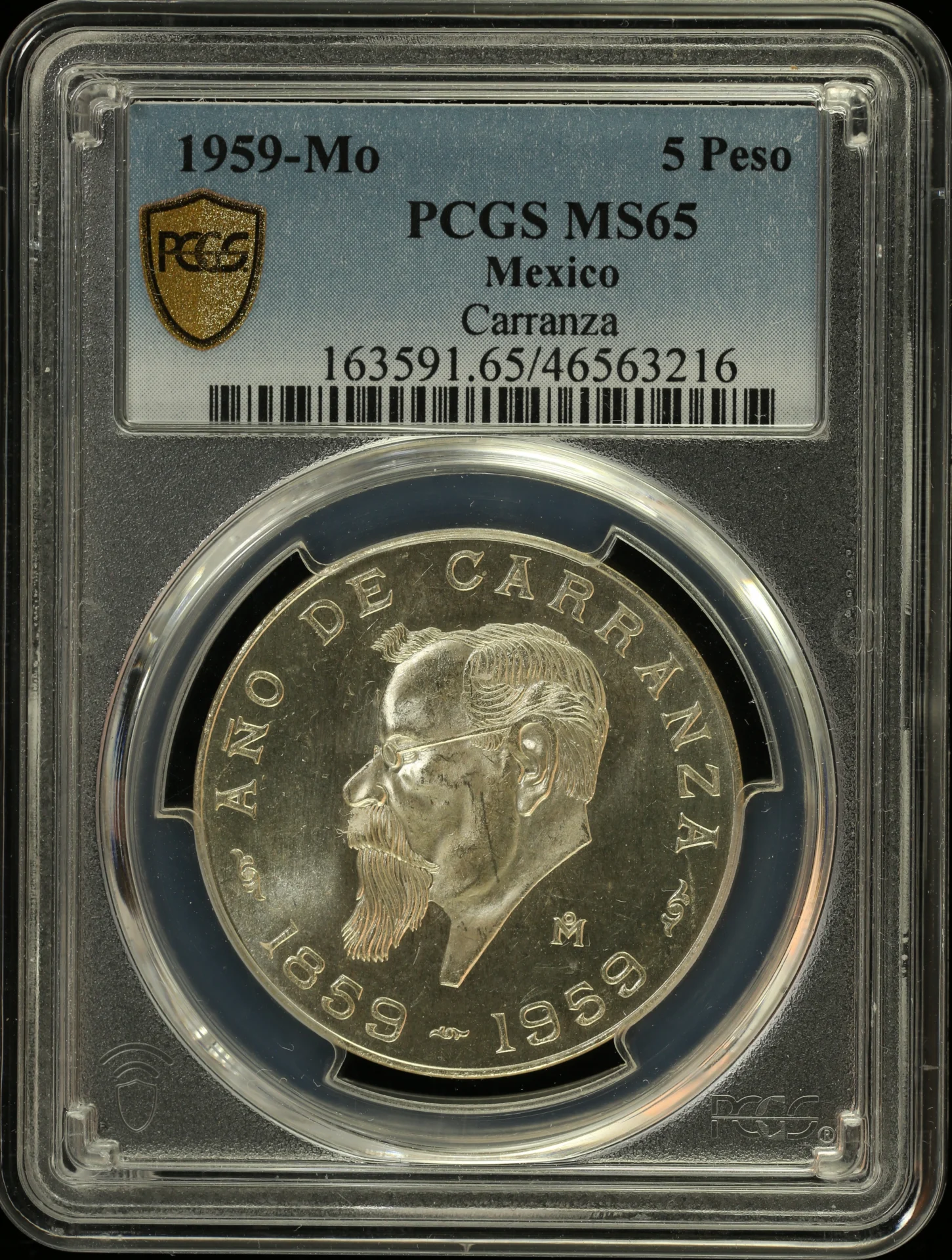 5 Peso Mexican Coins Modern Silver & Minors Modern Silver & Minors 5 Peso 1959 Mo PCGS MS65 0128938 Modern Silver & Minors 5 Peso 1959 Mo PCGS MS65 0128938