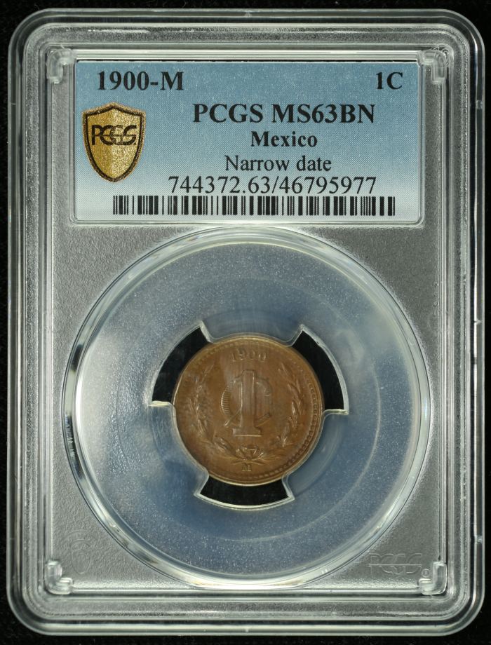 Republic Silver & Minors Centavo 1900 M PCGS MS63BN 0127976Republic Silver & Minors Centavo 1900 M PCGS MS63BN 0127976