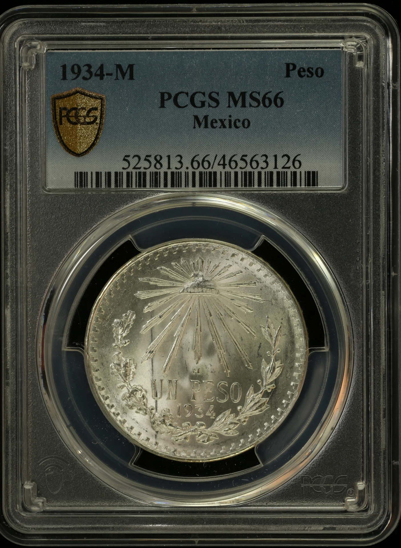 Mexican Coins Modern Silver & Minors Peso Modern Silver & Minors Peso 1934 M PCGS MS66 0128853 Modern Silver & Minors Peso 1934 M PCGS MS66 0128853