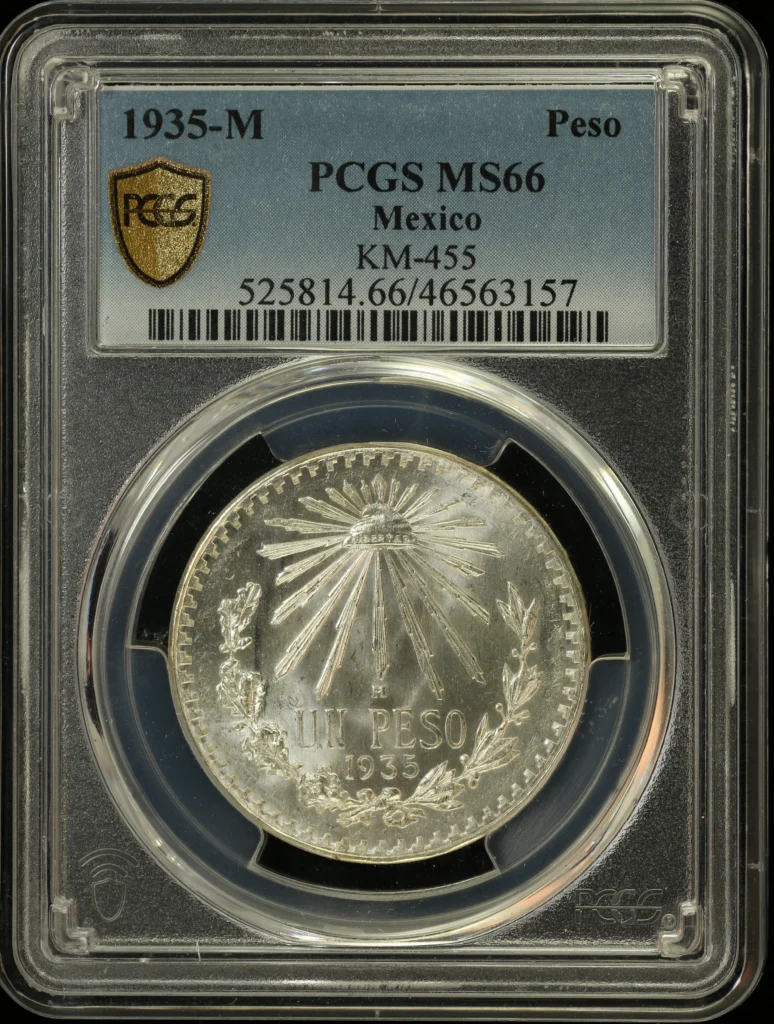 Mexican Coins Modern Silver & Minors Peso Modern Silver & Minors Peso 1935 M PCGS MS66 0128903 Modern Silver & Minors Peso 1935 M PCGS MS66 0128903