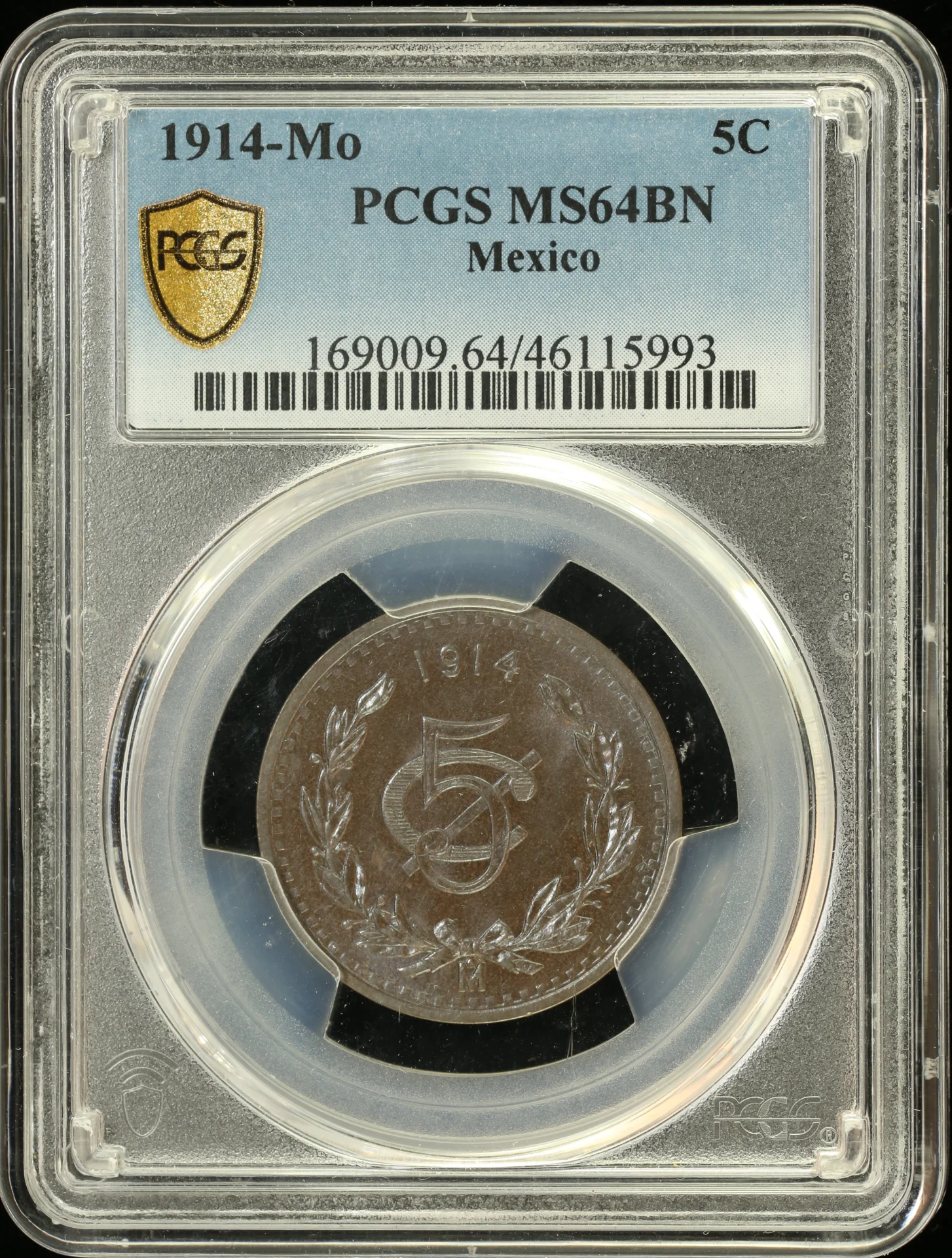 5 Centavo Mexican Coins Modern Silver & Minors Modern Silver & Minors 5 Centavo 1914 Mo PCGS MS64BN 0129045 Modern Silver & Minors 5 Centavo 1914 Mo PCGS MS64BN 0129045