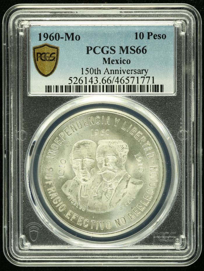 Modern Silver & Minors 10 Peso 1960 Mo PCGS MS66 0128601Modern Silver & Minors 10 Peso 1960 Mo PCGS MS66 0128601