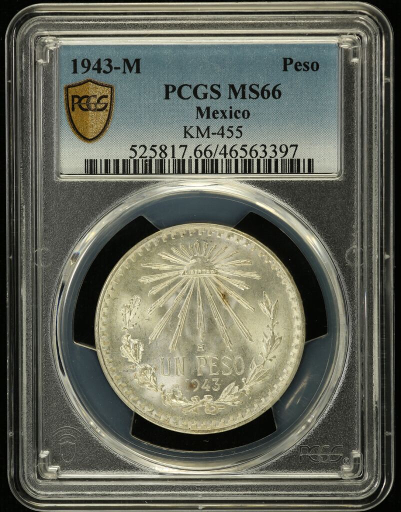 Modern Silver & Minors Peso 1943 M KM-455 PCGS MS66 0129906