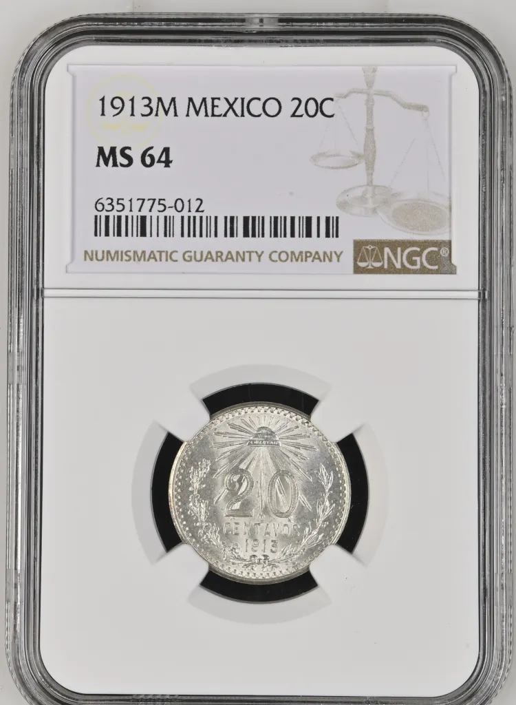 Modern Silver & Minors 20 Centavo 1913 M NGC MS64 0130047