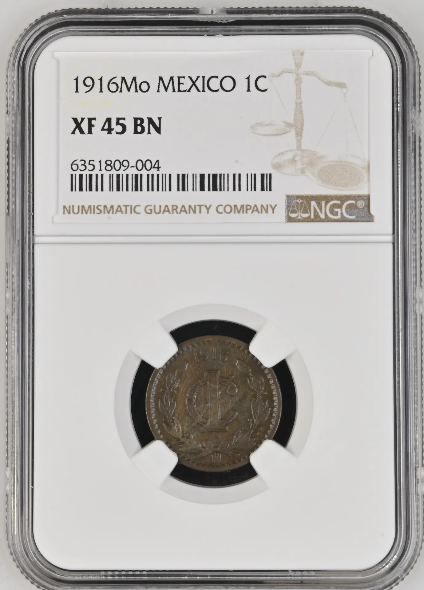 Centavo Mexican Coins Modern Silver & Minors Modern Silver & Minors Centavo 1916 Mo NGC XF45BN 0130149 Modern Silver & Minors Centavo 1916 Mo NGC XF45BN 0130149