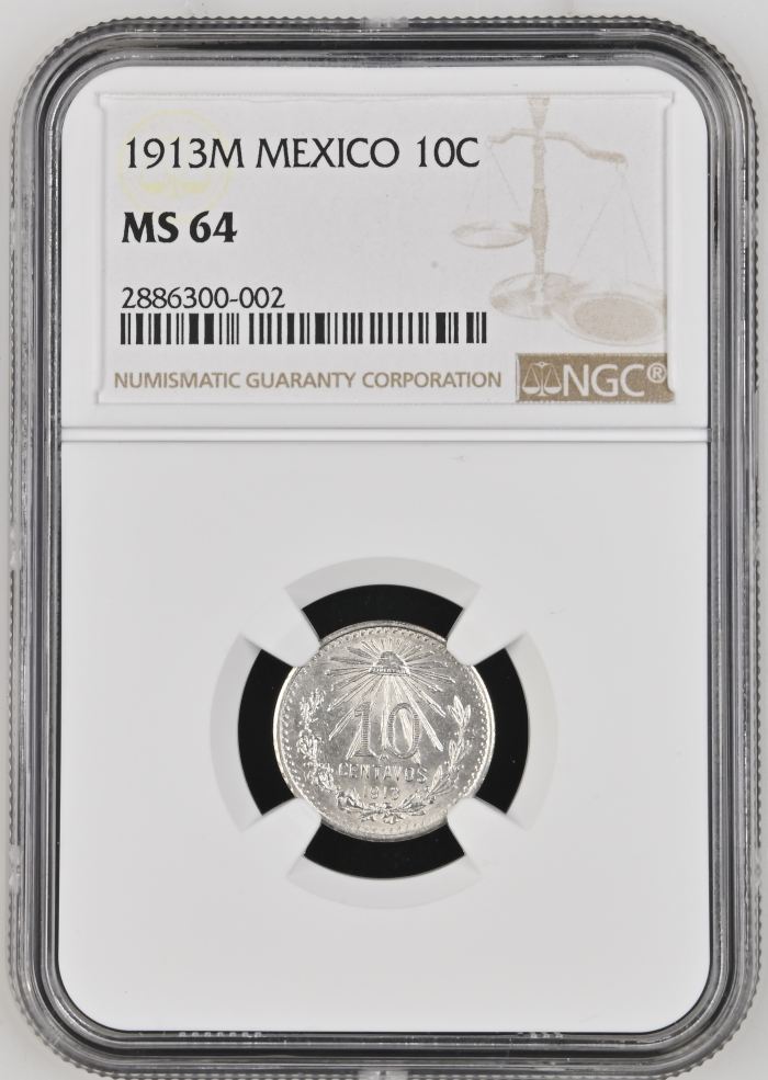 Modern Silver & Minors 10 Centavos 1913 M NGC MS64 0130462Modern Silver & Minors 10 Centavos 1913 M NGC MS64 0130462