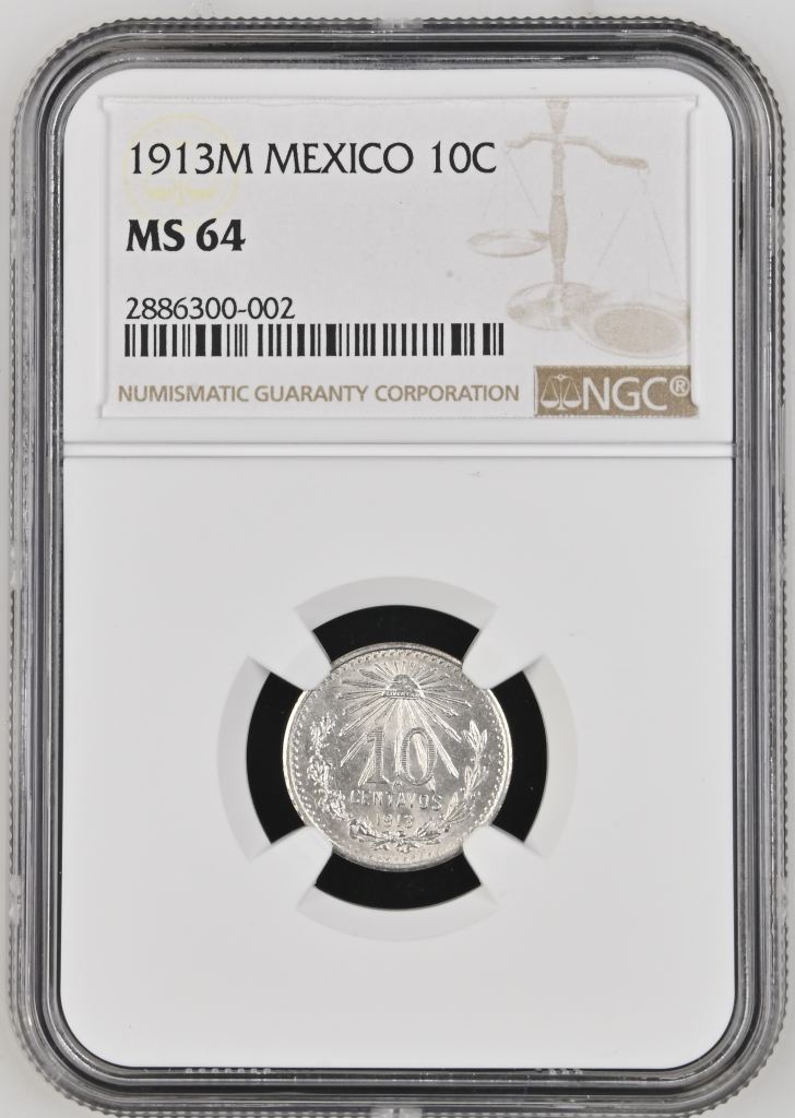 Modern Silver & Minors 10 Centavos 1913 M NGC MS64 0130462