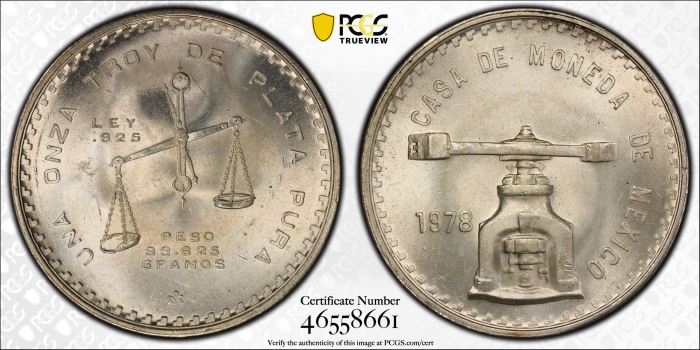 Modern Silver & Minors Onza 1978 Mo PCGS MS66 0130488Modern Silver & Minors Onza 1978 Mo PCGS MS66 0130488 - Image 3