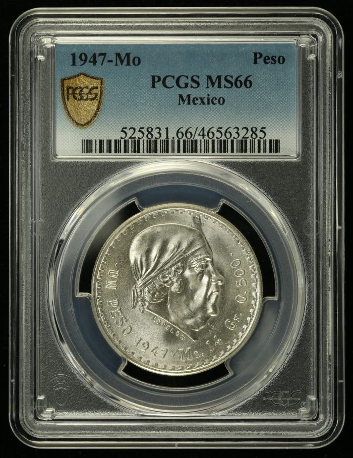 Modern Silver & Minors Peso 1947 Mo PCGS MS66 0130016Modern Silver & Minors Peso 1947 Mo PCGS MS66 0130016