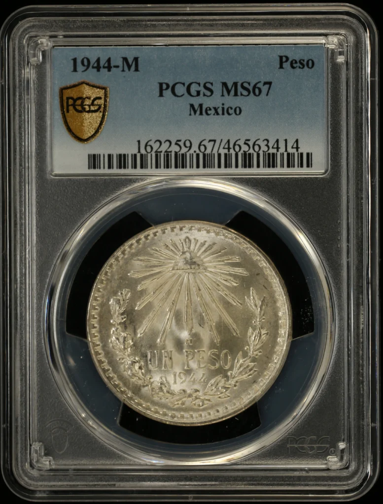 Modern Silver & Minors Peso 1944 M PCGS MS67 0129897