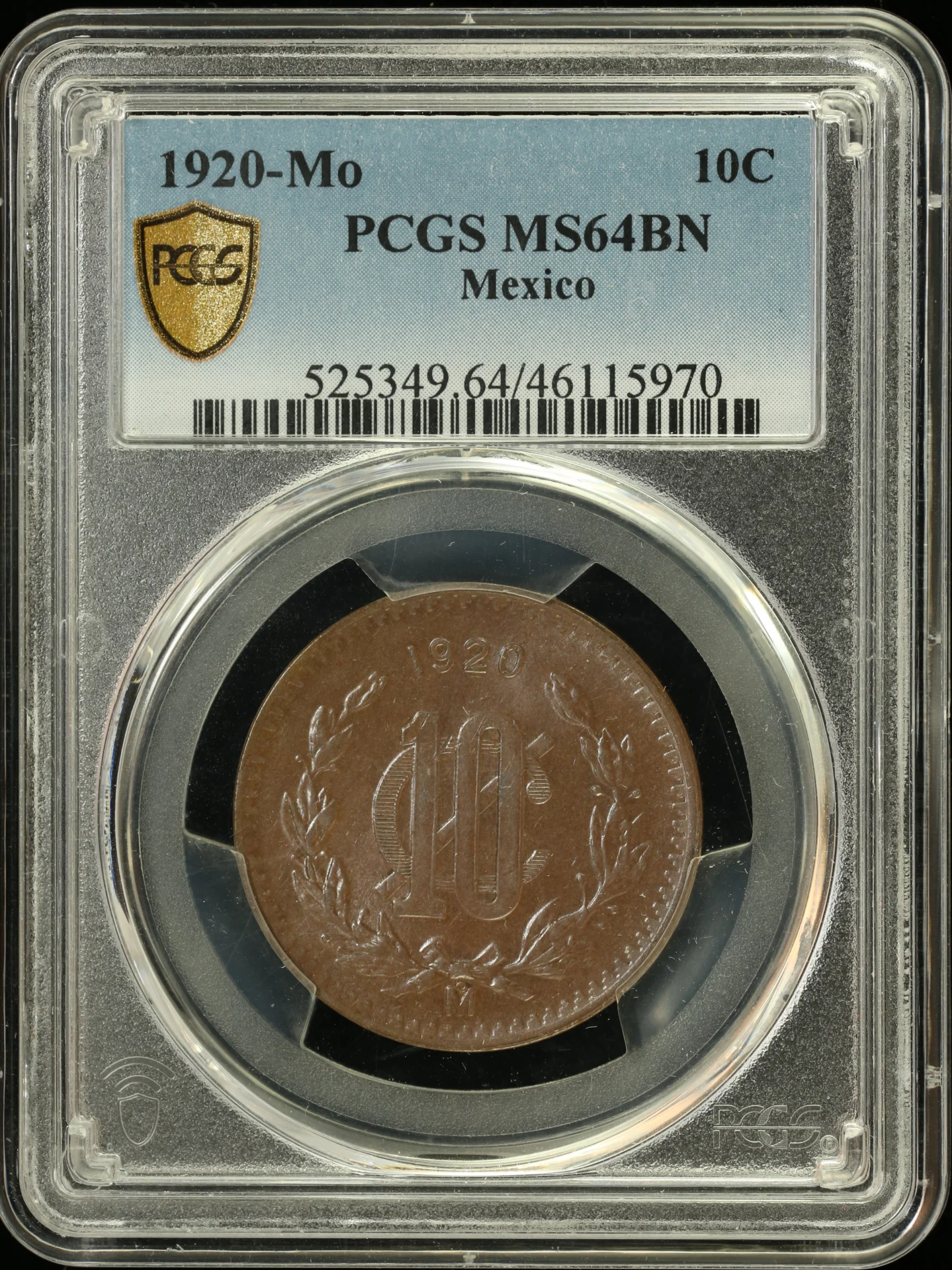 10 Centavo Mexican Coins Modern Silver & Minors Modern Silver & Minors 10 Centavo 1920 Mo PCGS MS64BN 0130280 Modern Silver & Minors 10 Centavo 1920 Mo PCGS MS64BN 0130280