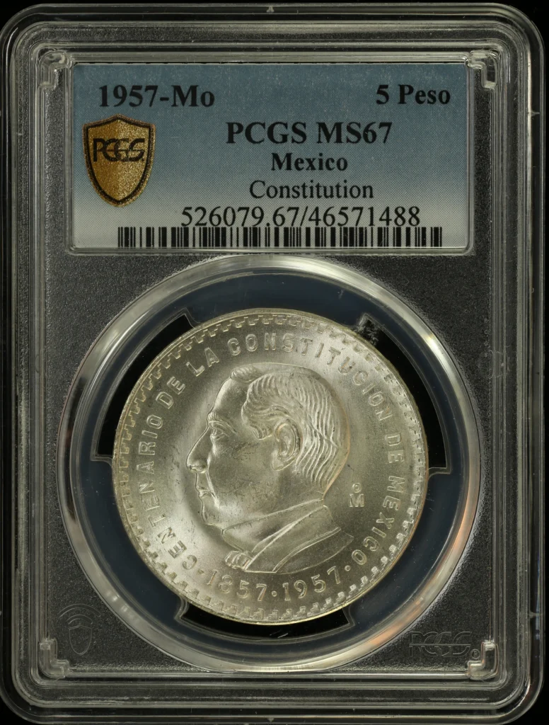 Modern Silver & Minors 5 Peso 1957 Mo PCGS MS67 0130402