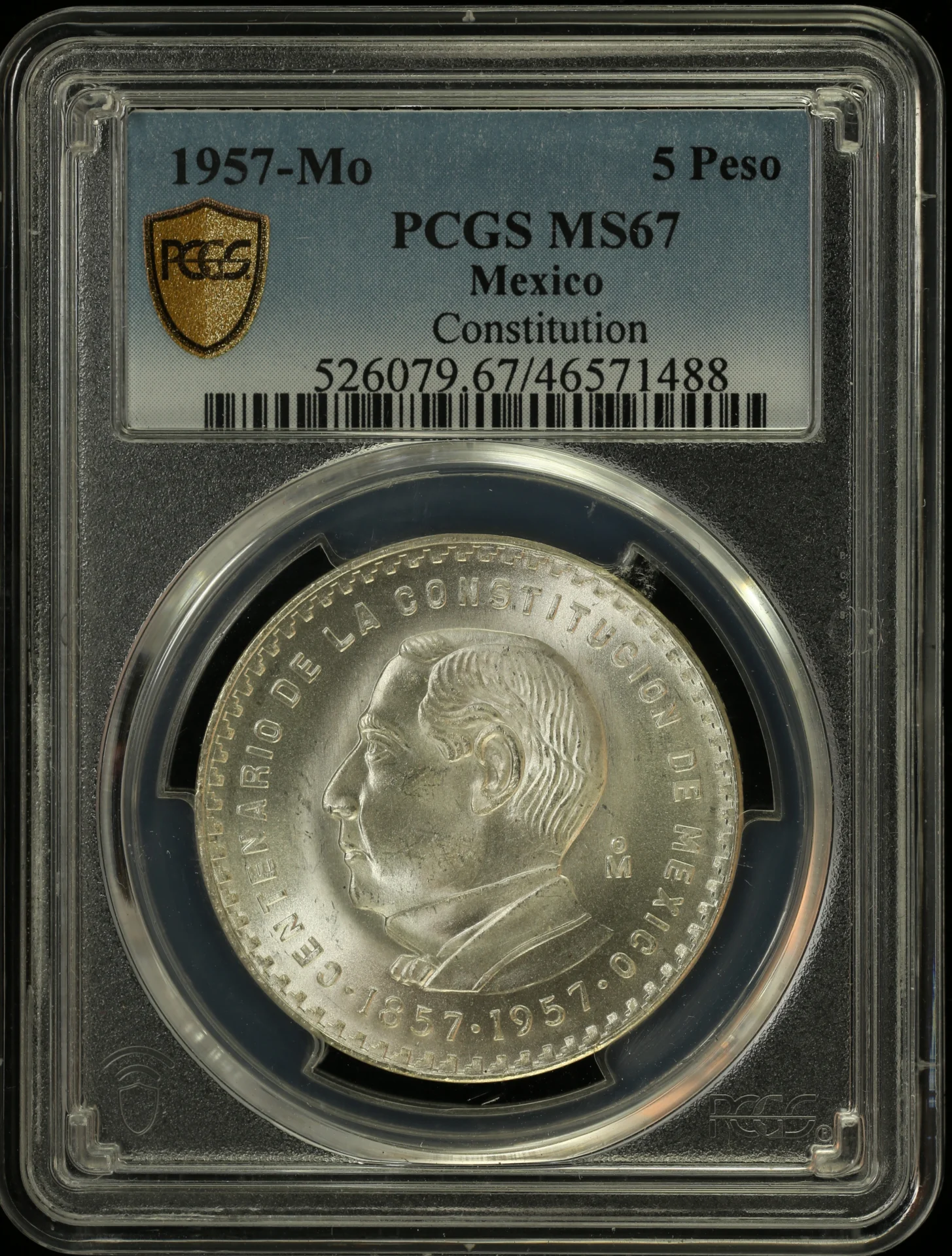 5 Peso Mexican Coins Modern Silver & Minors Modern Silver & Minors 5 Peso 1957 Mo PCGS MS67 0130402 Modern Silver & Minors 5 Peso 1957 Mo PCGS MS67 0130402