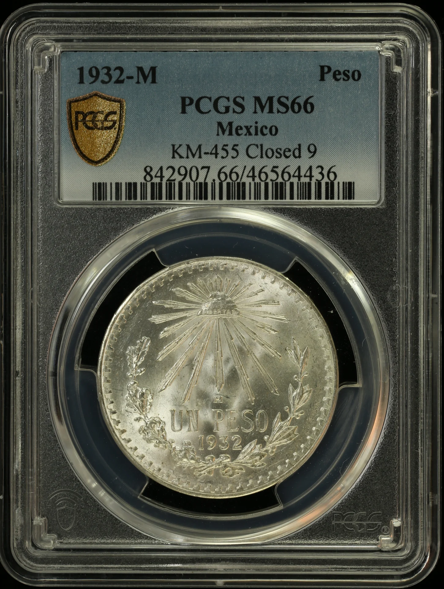 Mexican Coins Modern Silver & Minors Peso Modern Silver & Minors Peso 1932 M PCGS MS66 0130802 Modern Silver & Minors Peso 1932 M PCGS MS66 0130802