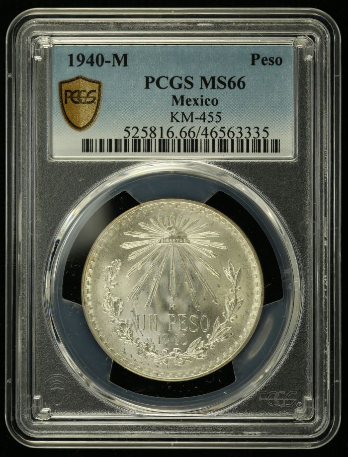 Modern Silver & Minors Peso 1940 M PCGS MS66 0129966Modern Silver & Minors Peso 1940 M PCGS MS66 0129966
