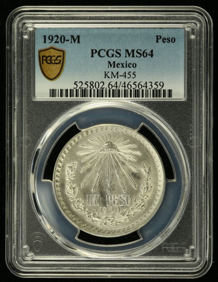 Modern Silver & Minors Peso 1920 M PCGS MS64 0130884Modern Silver & Minors Peso 1920 M PCGS MS64 0130884
