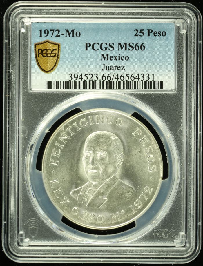 Modern Silver & Minors 25 Peso 1972 Mo PCGS MS66 0130870Modern Silver & Minors 25 Peso 1972 Mo PCGS MS66 0130870