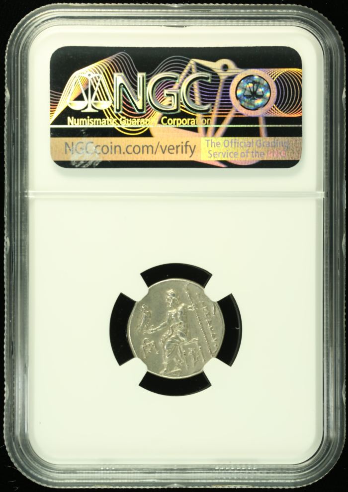 Macedonian Kings Alexander III(The Great) 336-323 BC AR Drachm NGC Ch XF 0130115Macedonian Kings Alexander III(The Great) 336-323 BC AR Drachm NGC Ch XF 0130115 - Image 2