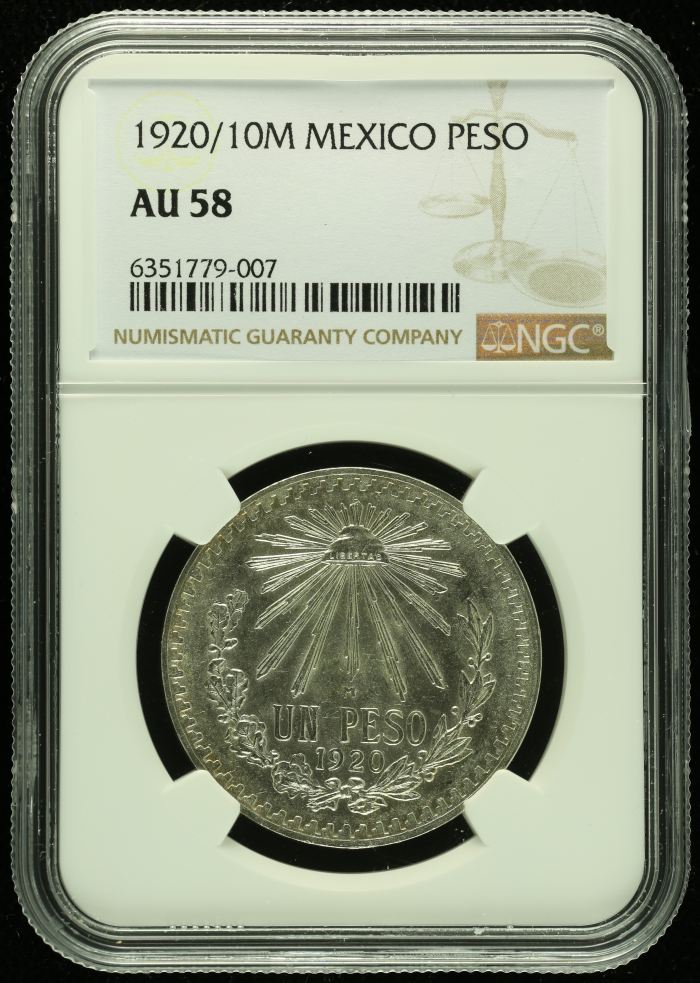 Modern Silver & Minors Peso 1920/10 M NGC AU58 0130166Modern Silver & Minors Peso 1920/10 M NGC AU58 0130166