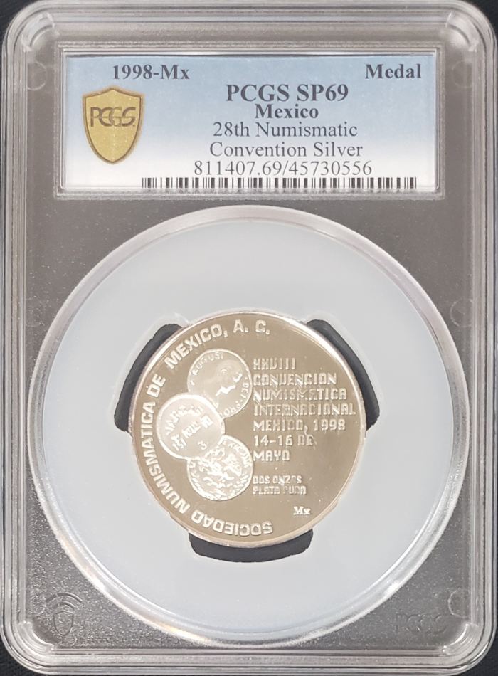 Medals & Tokens 28th Numismatic Convention Silver Medal 1998 Mx PCGS SP69 0131674Medals & Tokens 28th Numismatic Convention Silver Medal 1998 Mx PCGS SP69 0131674