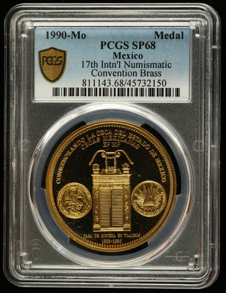 Medals & Tokens 17th International Numismatic Convention Brass Medal 1990 Mo PCGS SP68 0131980