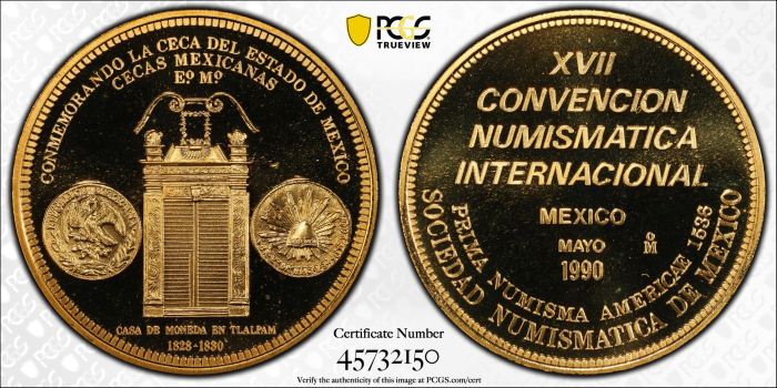 Medals & Tokens 17th International Numismatic Convention Brass Medal 1990 Mo PCGS SP68 0131980Medals & Tokens 17th International Numismatic Convention Brass Medal 1990 Mo PCGS SP68 0131980 - Image 3