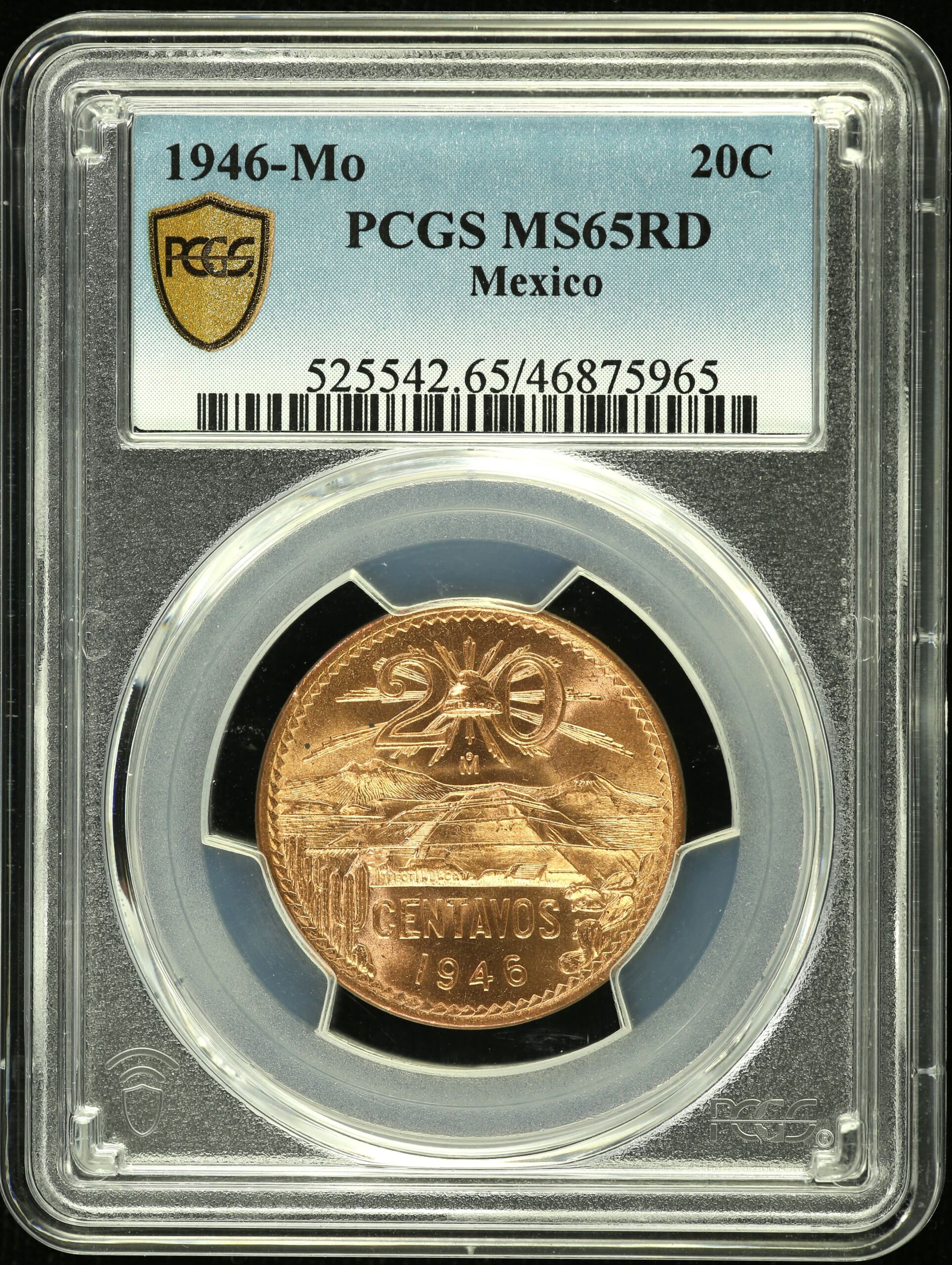 Modern Silver & Minors 20 Centavo 1946 Mo PCGS MS65RD 0132592